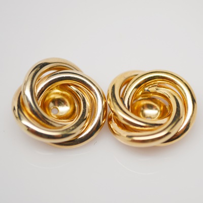 14K Yellow Gold Circular Double Twist Earring Jackets