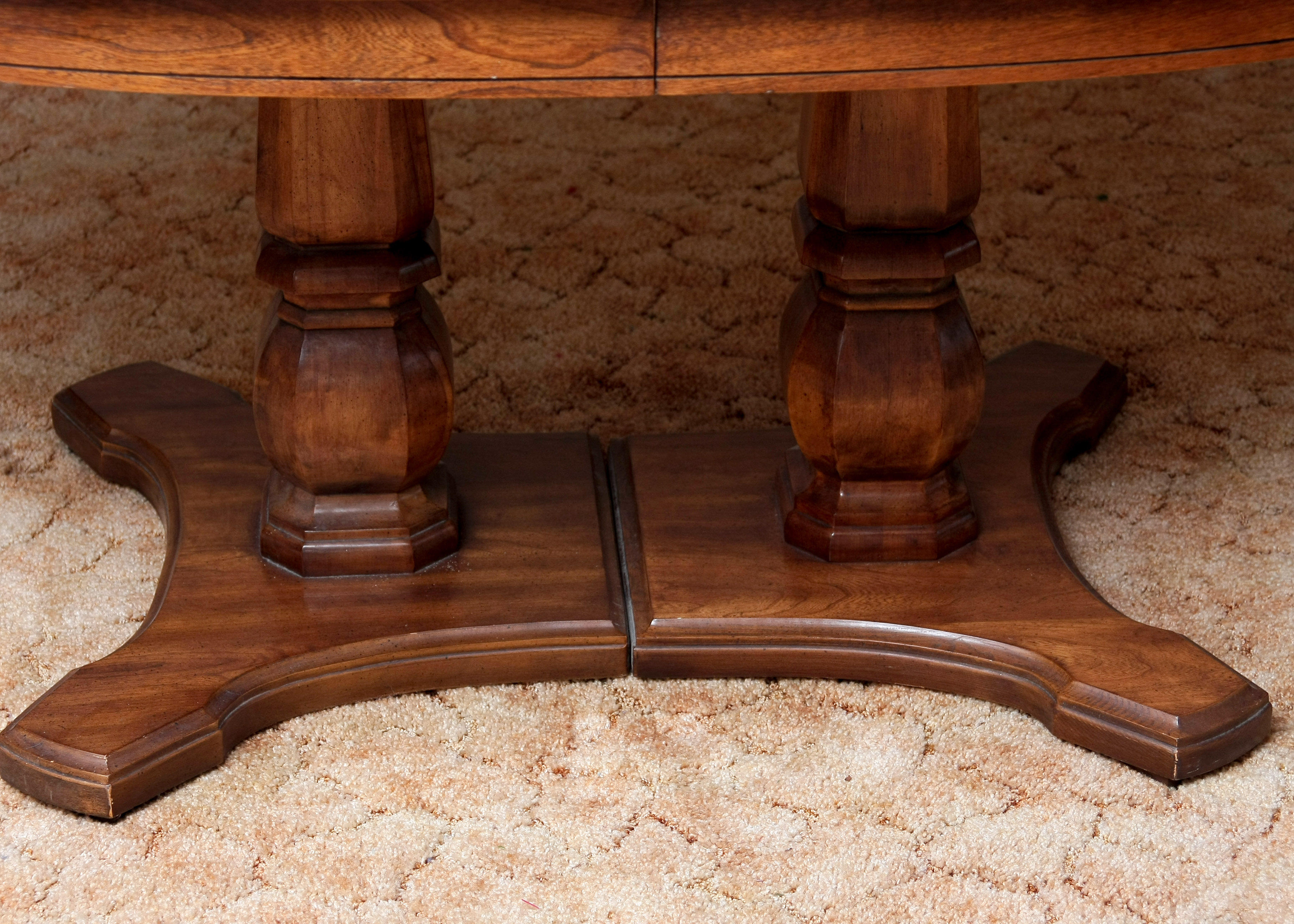 Stanley Furniture China Cabinet With Complementary Dining Table and Cane Back Chairs