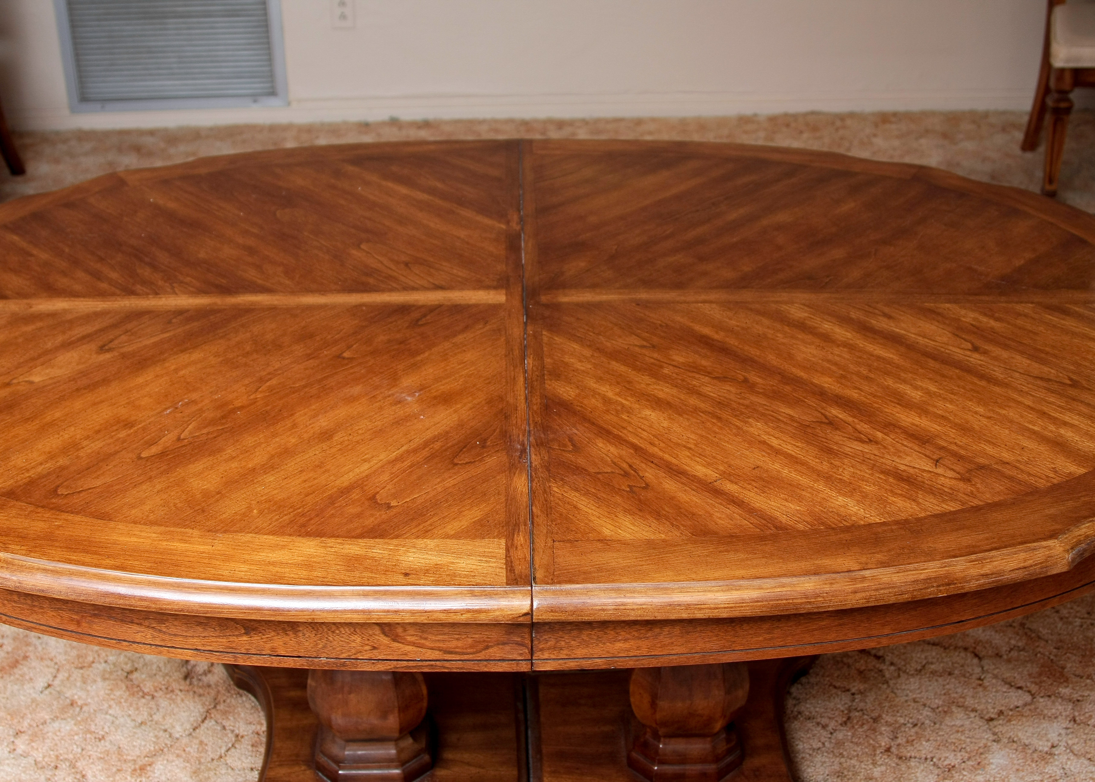 Stanley Furniture China Cabinet With Complementary Dining Table and Cane Back Chairs