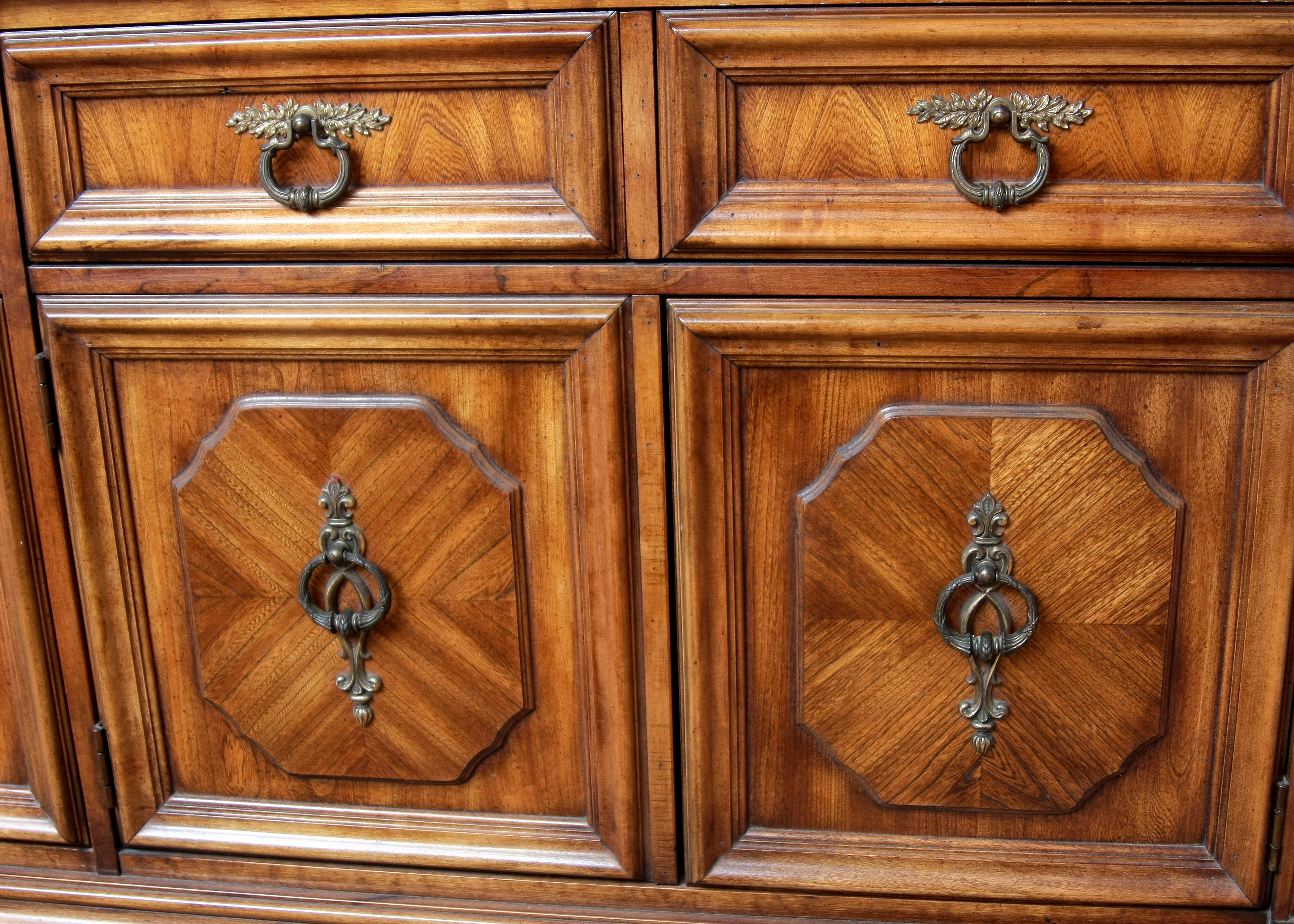 Stanley Furniture China Cabinet With Complementary Dining Table and Cane Back Chairs