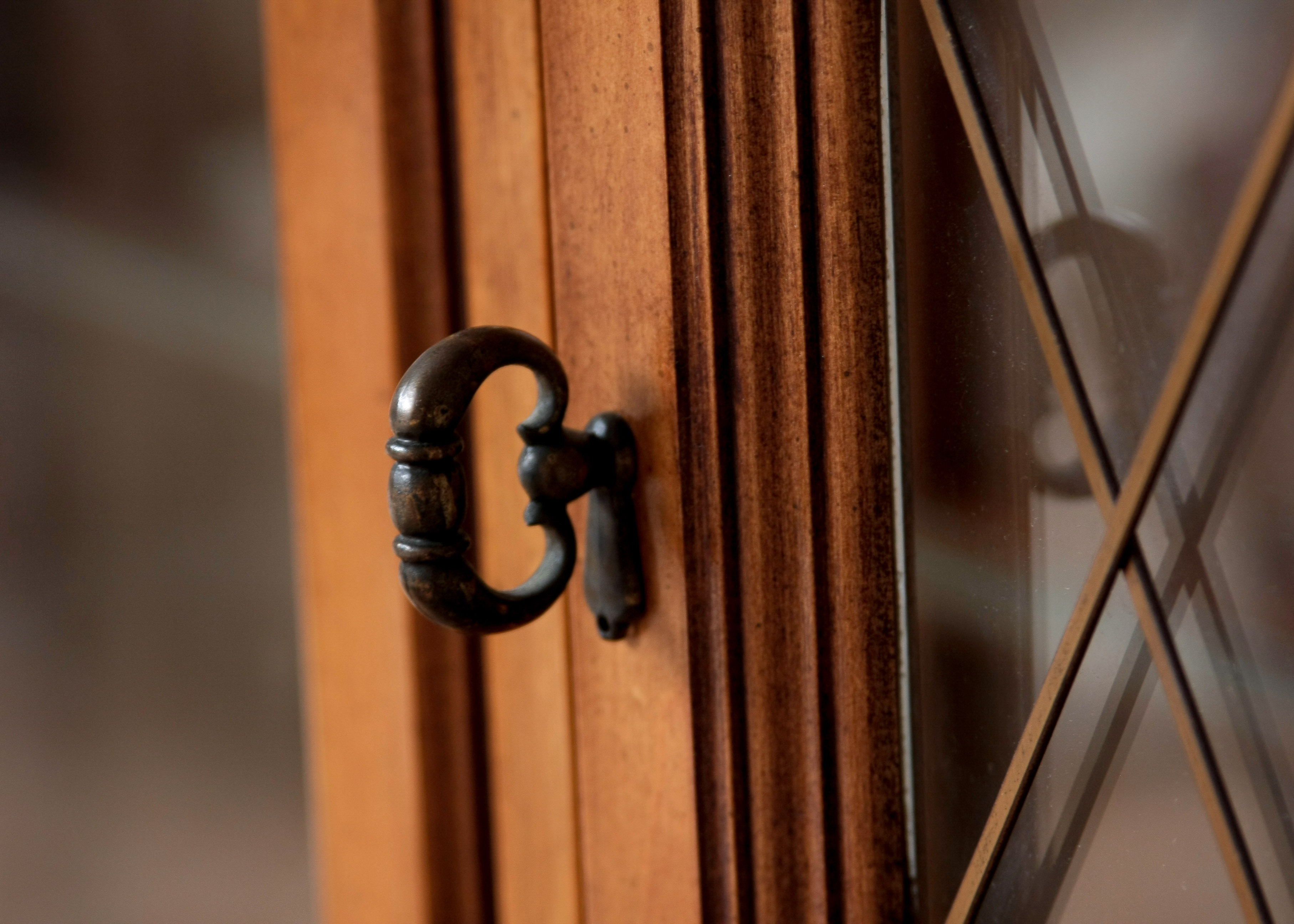 Stanley Furniture China Cabinet With Complementary Dining Table and Cane Back Chairs