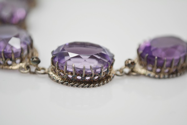Antique Sterling Silver Amethyst Princess Necklace