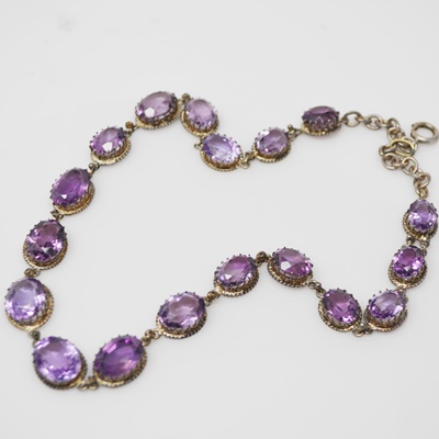 Antique Sterling Silver Amethyst Princess Necklace