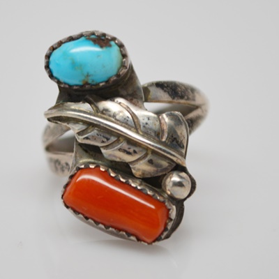Three Native American Style Sterling Silver Turquoise Rings