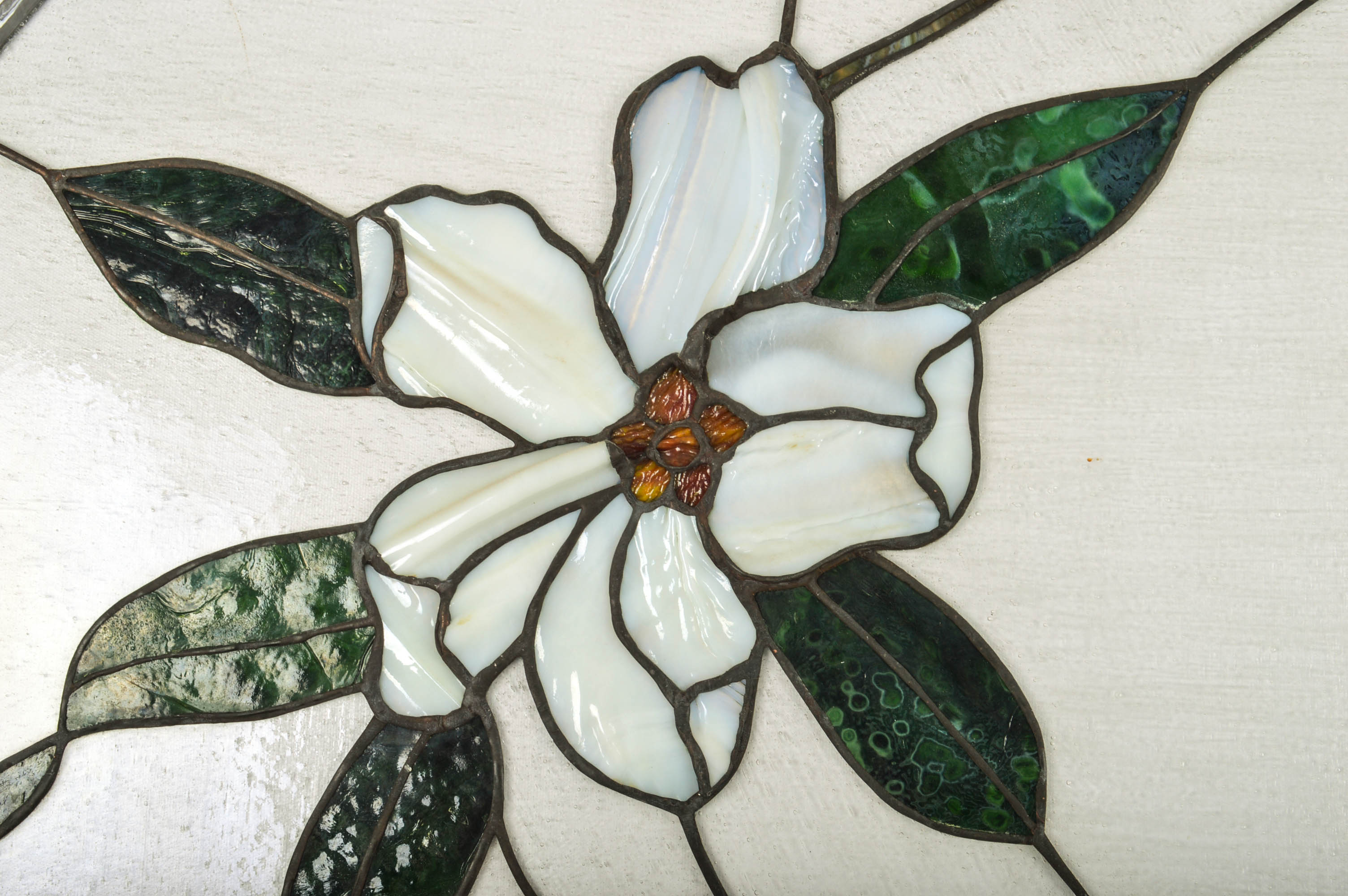 Two Quarter Round Salvaged Stained Glass Windows