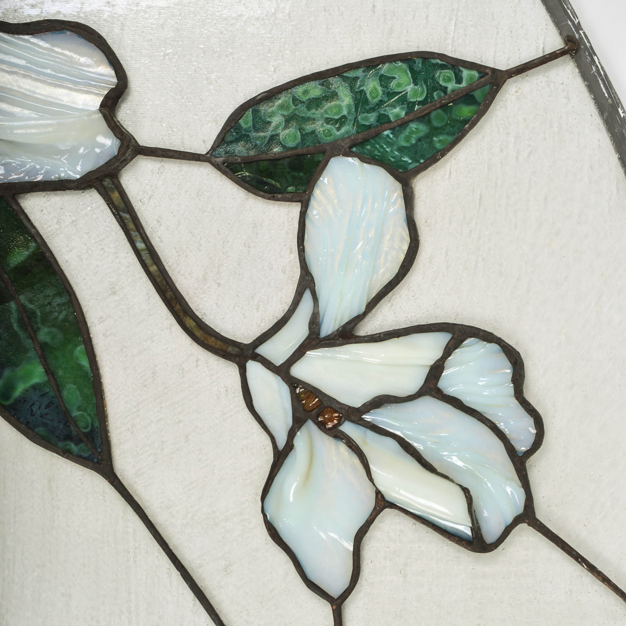 Two Quarter Round Salvaged Stained Glass Windows