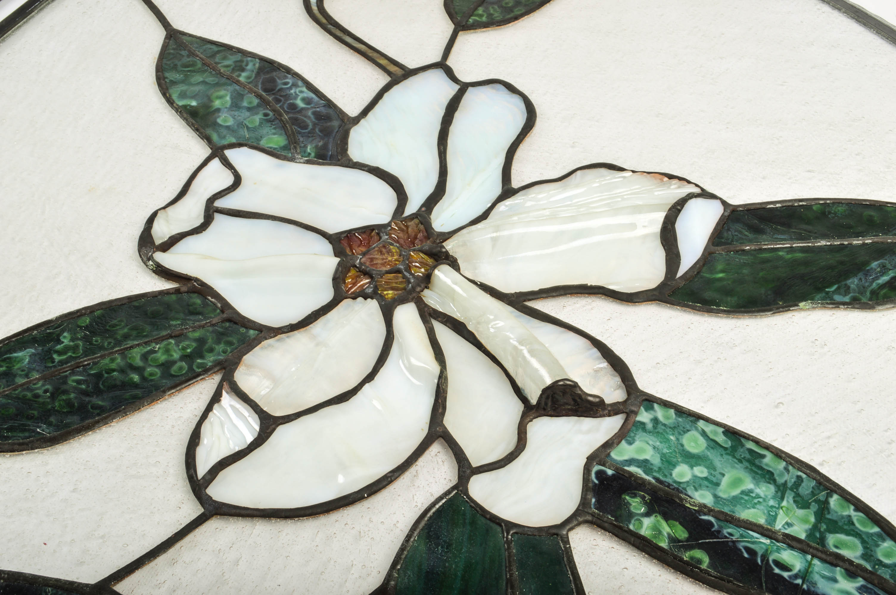 Two Quarter Round Salvaged Stained Glass Windows