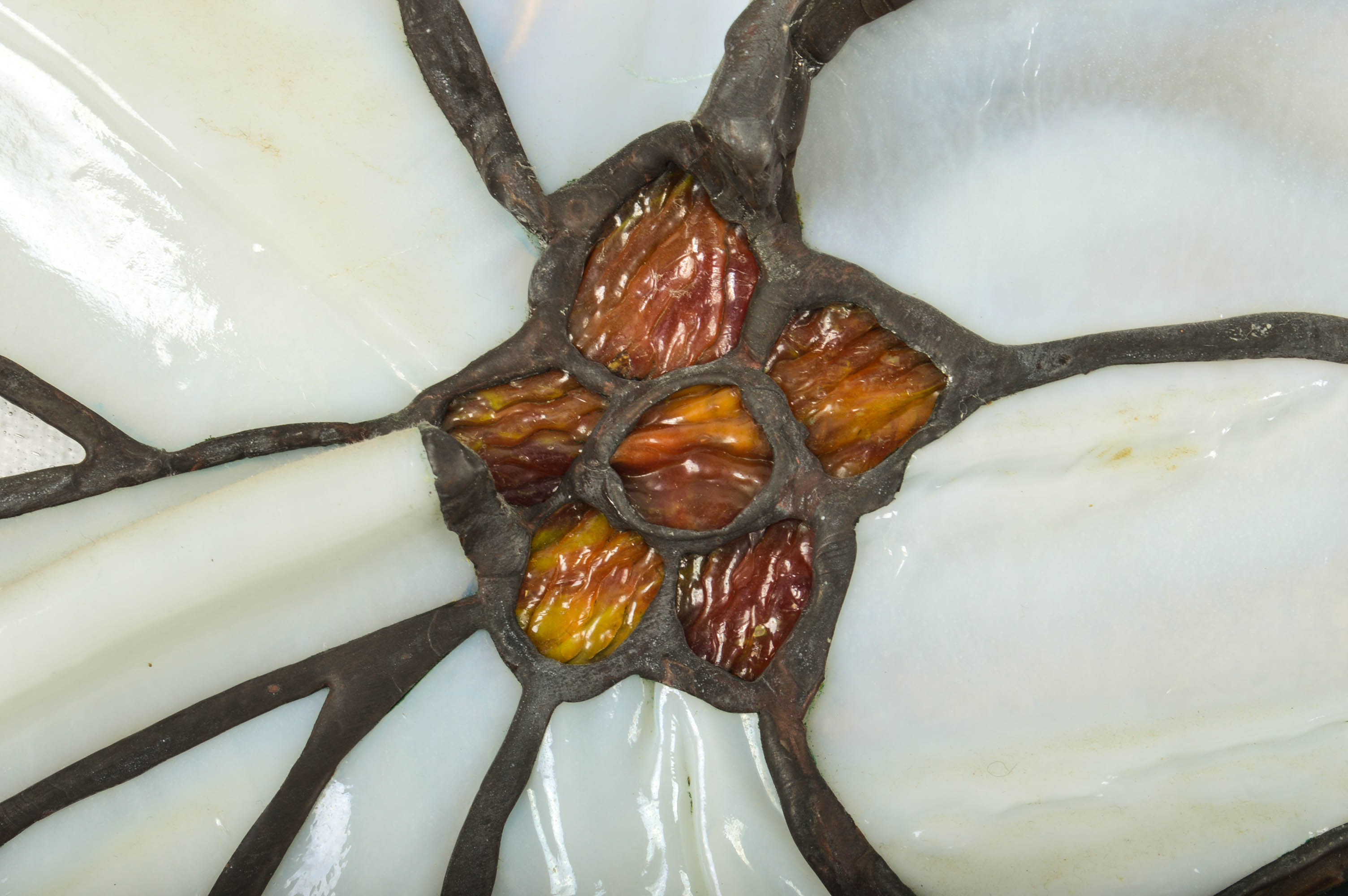 Two Quarter Round Salvaged Stained Glass Windows