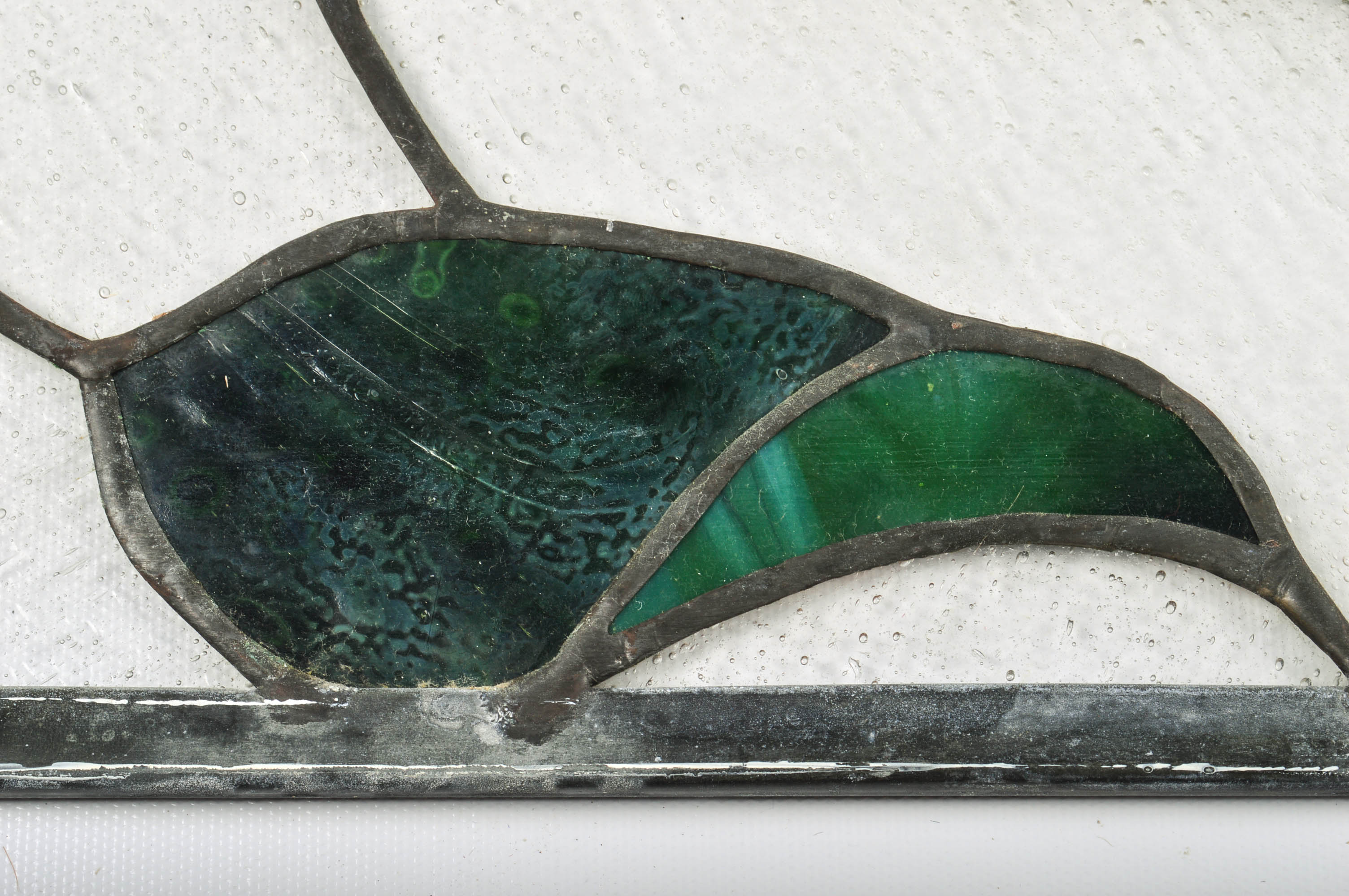 Two Quarter Round Salvaged Stained Glass Windows