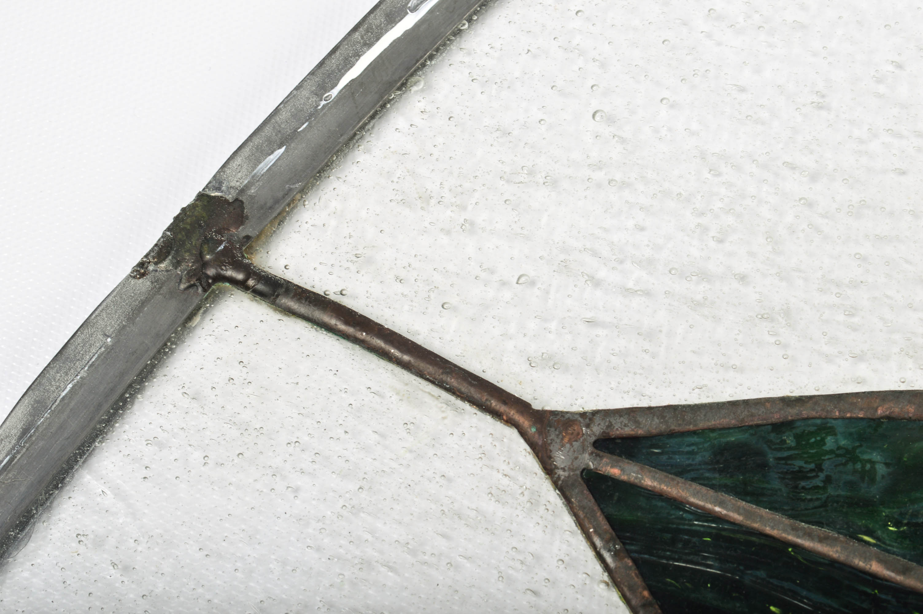 Two Quarter Round Salvaged Stained Glass Windows