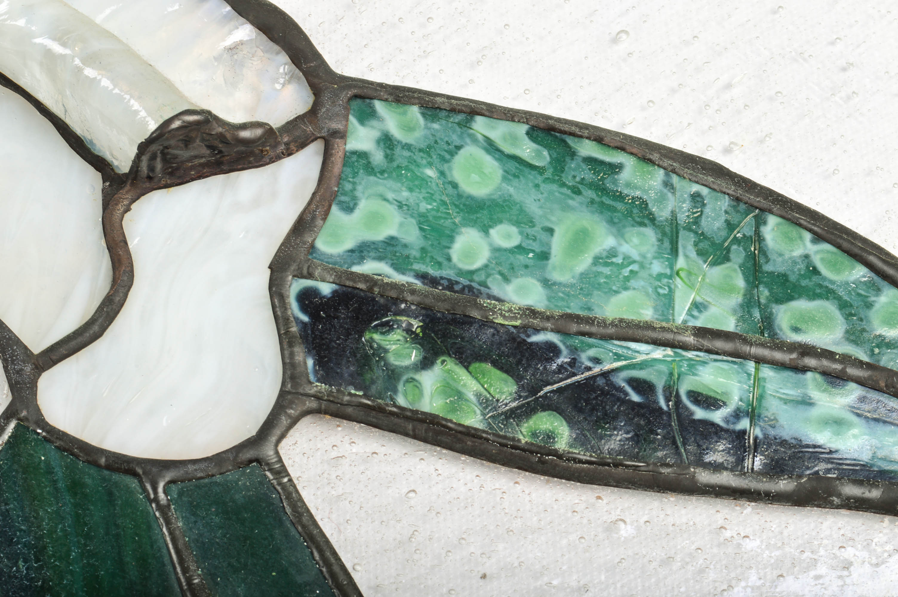 Two Quarter Round Salvaged Stained Glass Windows