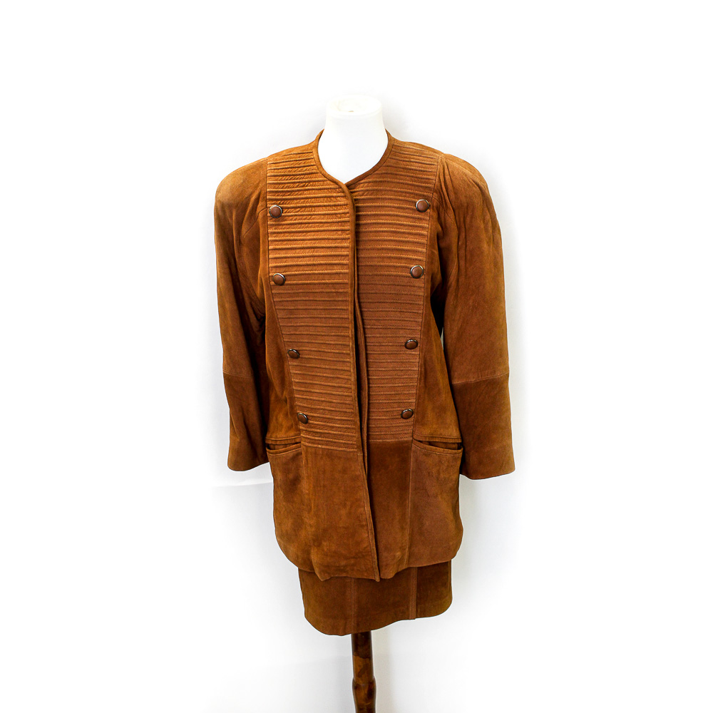 Ted Lapidus Chestnut Suede Skirt Suit