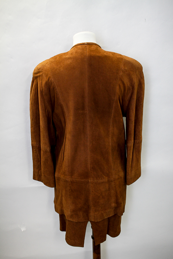 Ted Lapidus Chestnut Suede Skirt Suit