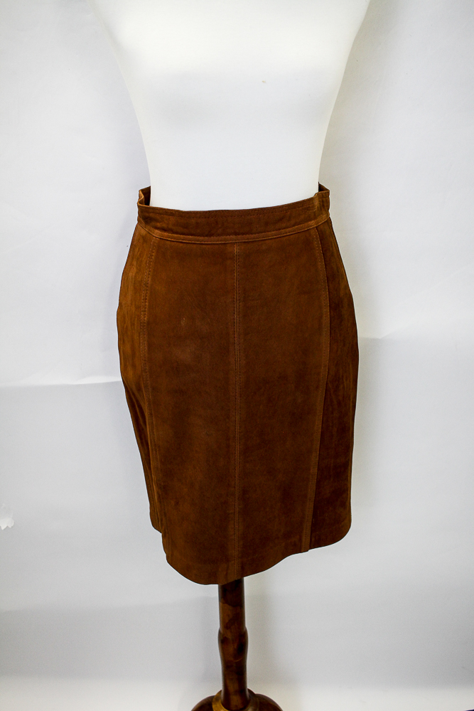 Ted Lapidus Chestnut Suede Skirt Suit