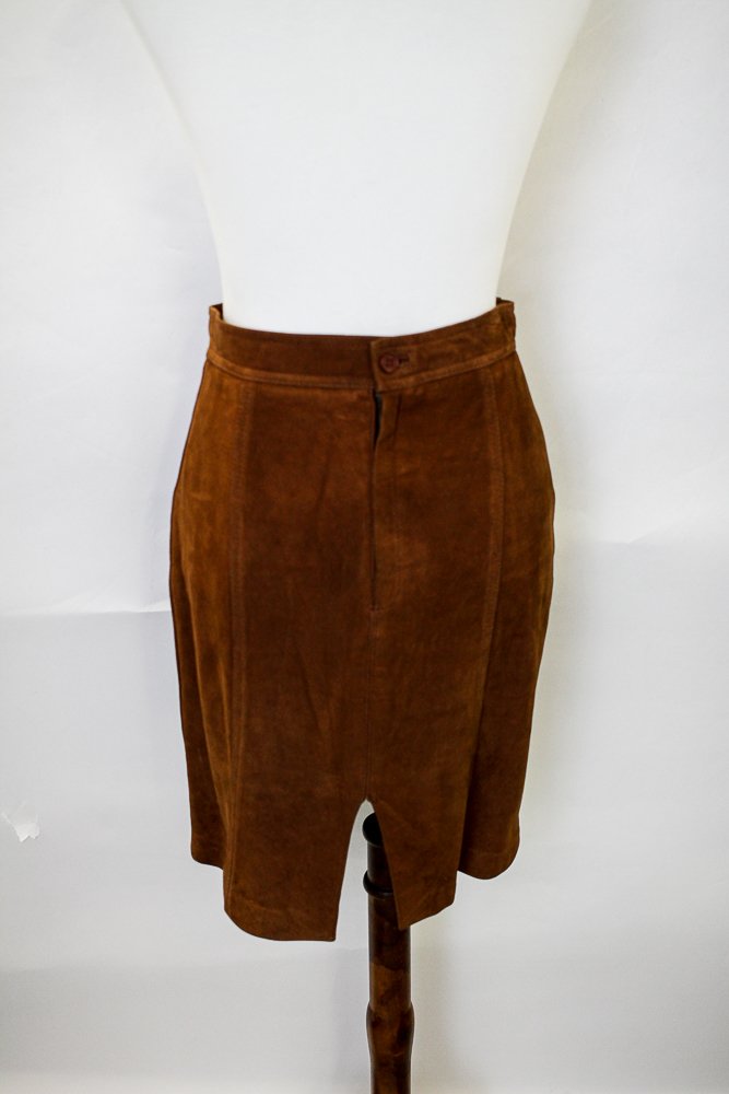 Ted Lapidus Chestnut Suede Skirt Suit