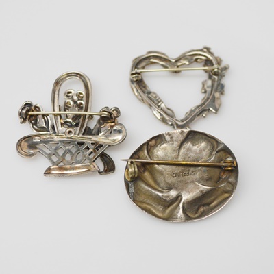 Three Sterling Silver Brooches