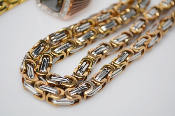 Two Men's Stainless Steel Necklaces, Bracelet and Ring