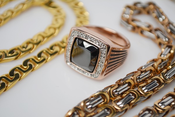 Two Men's Stainless Steel Necklaces, Bracelet and Ring