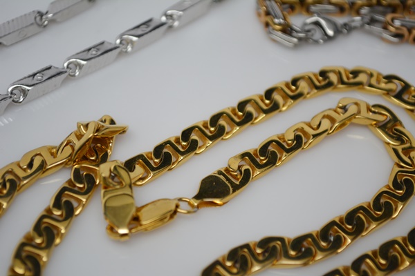 Two Men's Stainless Steel Necklaces, Bracelet and Ring