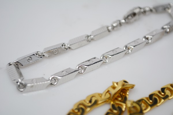 Two Men's Stainless Steel Necklaces, Bracelet and Ring