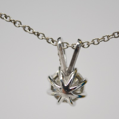 14K White Gold Diamond Solitaire Pendant Necklace