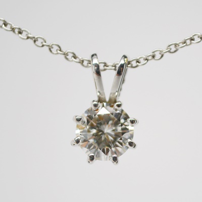 14K White Gold Diamond Solitaire Pendant Necklace