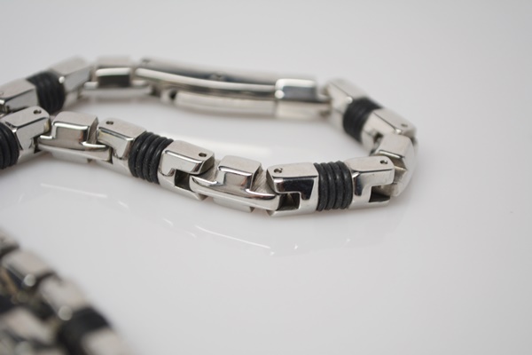 Men's Stainless Steel Necklace and Two Bracelets