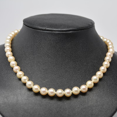 Vintage Cultured Pearl Necklace With 800 Silver Clasp
