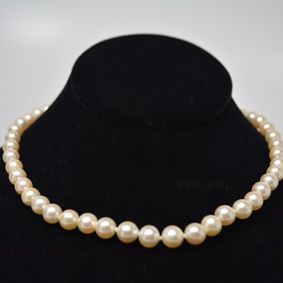 Vintage Cultured Pearl Necklace With 800 Silver Clasp