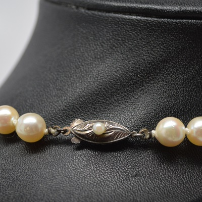 Vintage Cultured Pearl Necklace With 800 Silver Clasp
