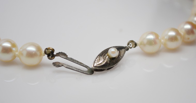 Vintage Cultured Pearl Necklace With 800 Silver Clasp