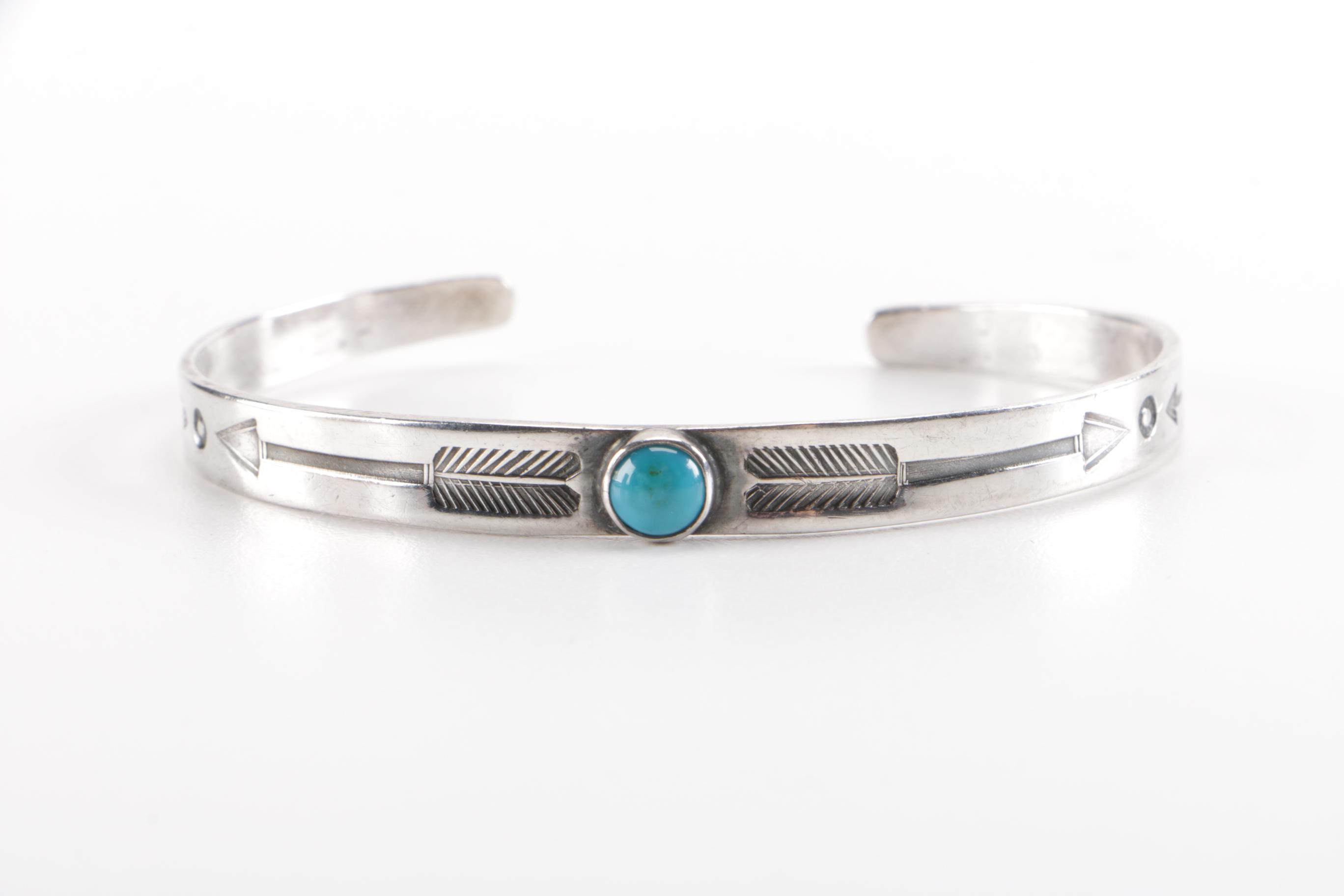 Sterling Silver Cuff Bracelets With Turquoise