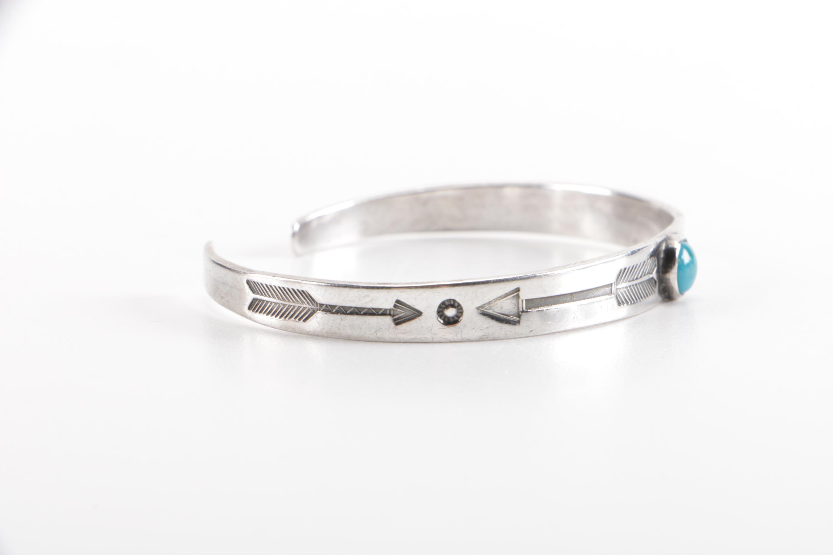 Sterling Silver Cuff Bracelets With Turquoise