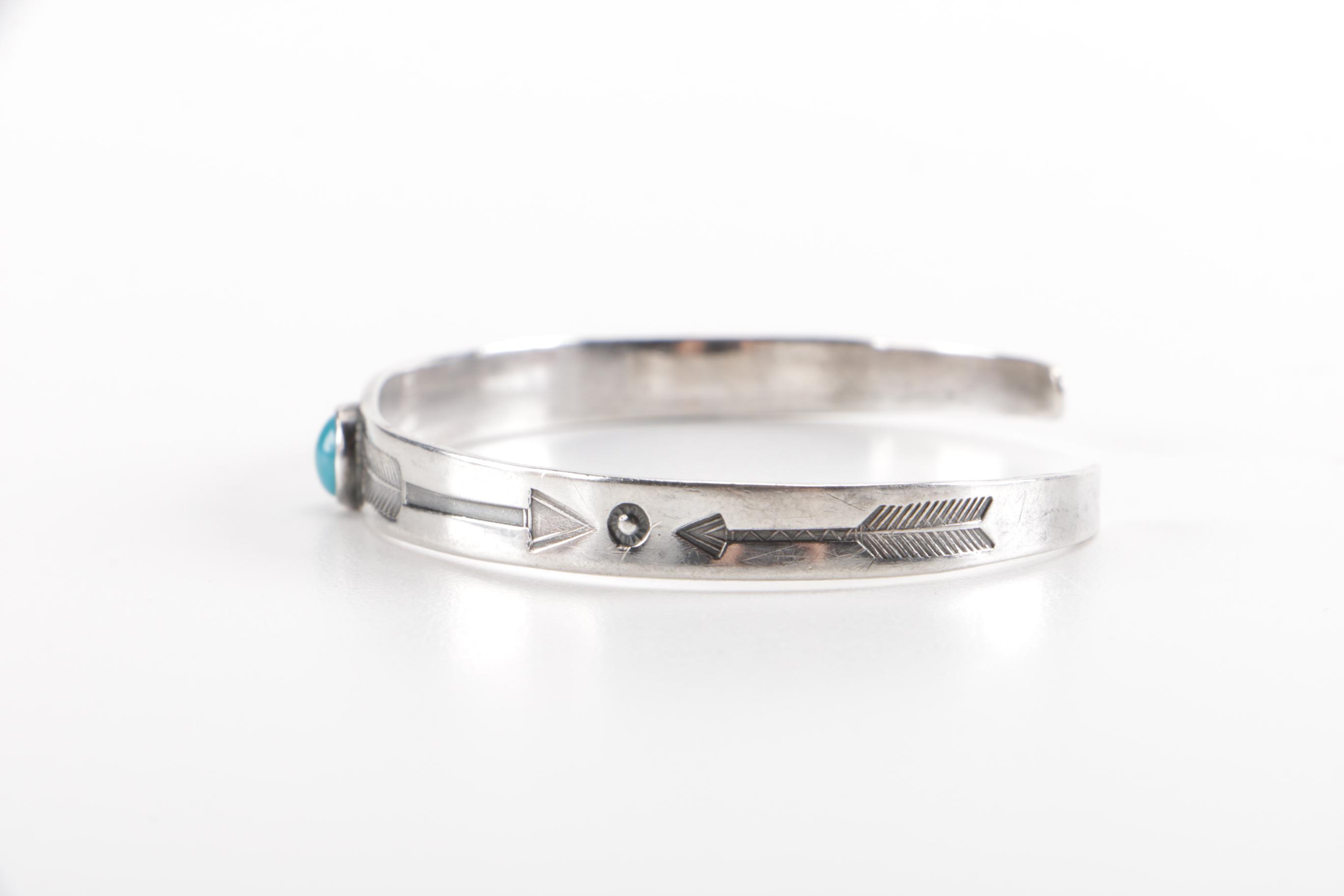 Sterling Silver Cuff Bracelets With Turquoise