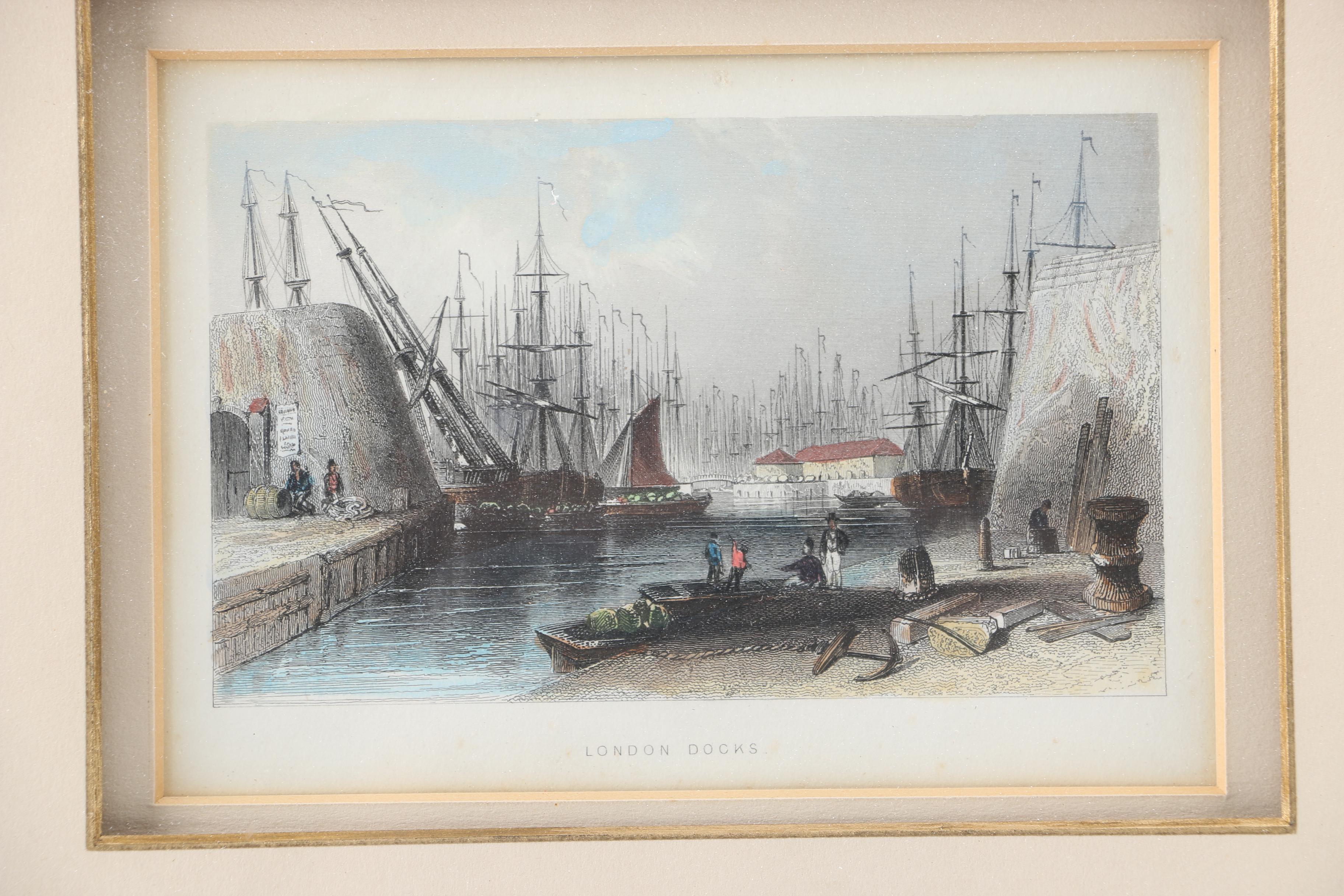 Pair of Antique Hand-Colored Engravings of London Scenes