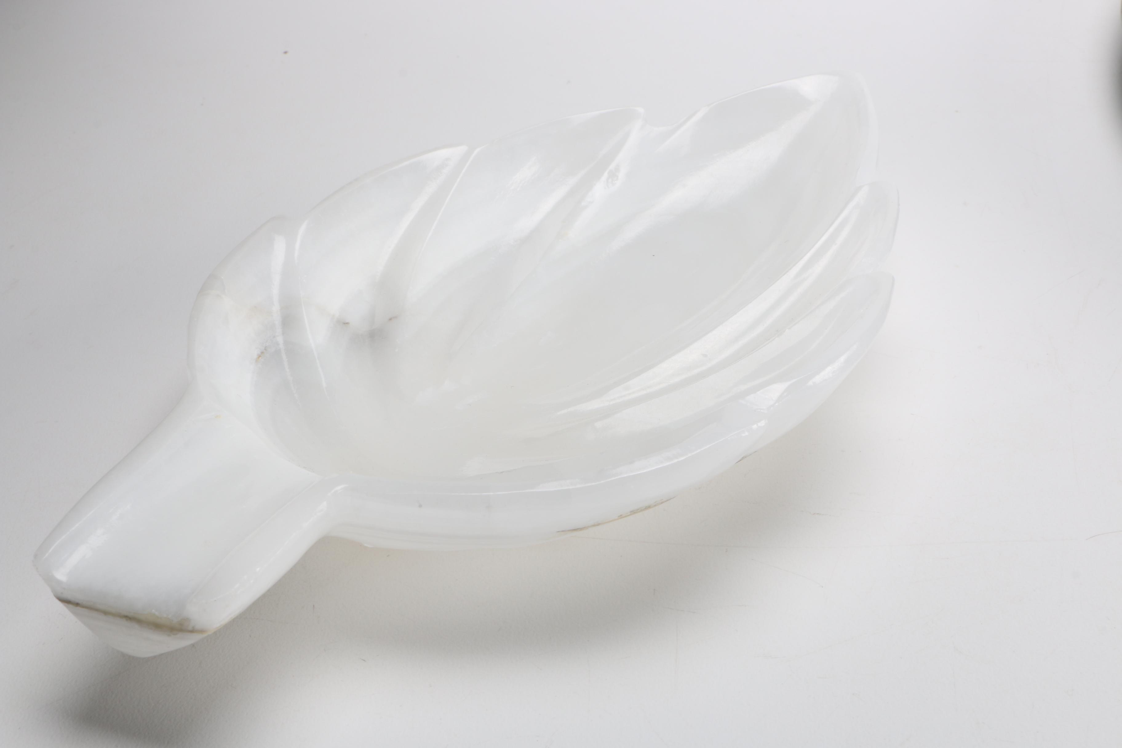 Marble Platter and Agate Leaf Dish