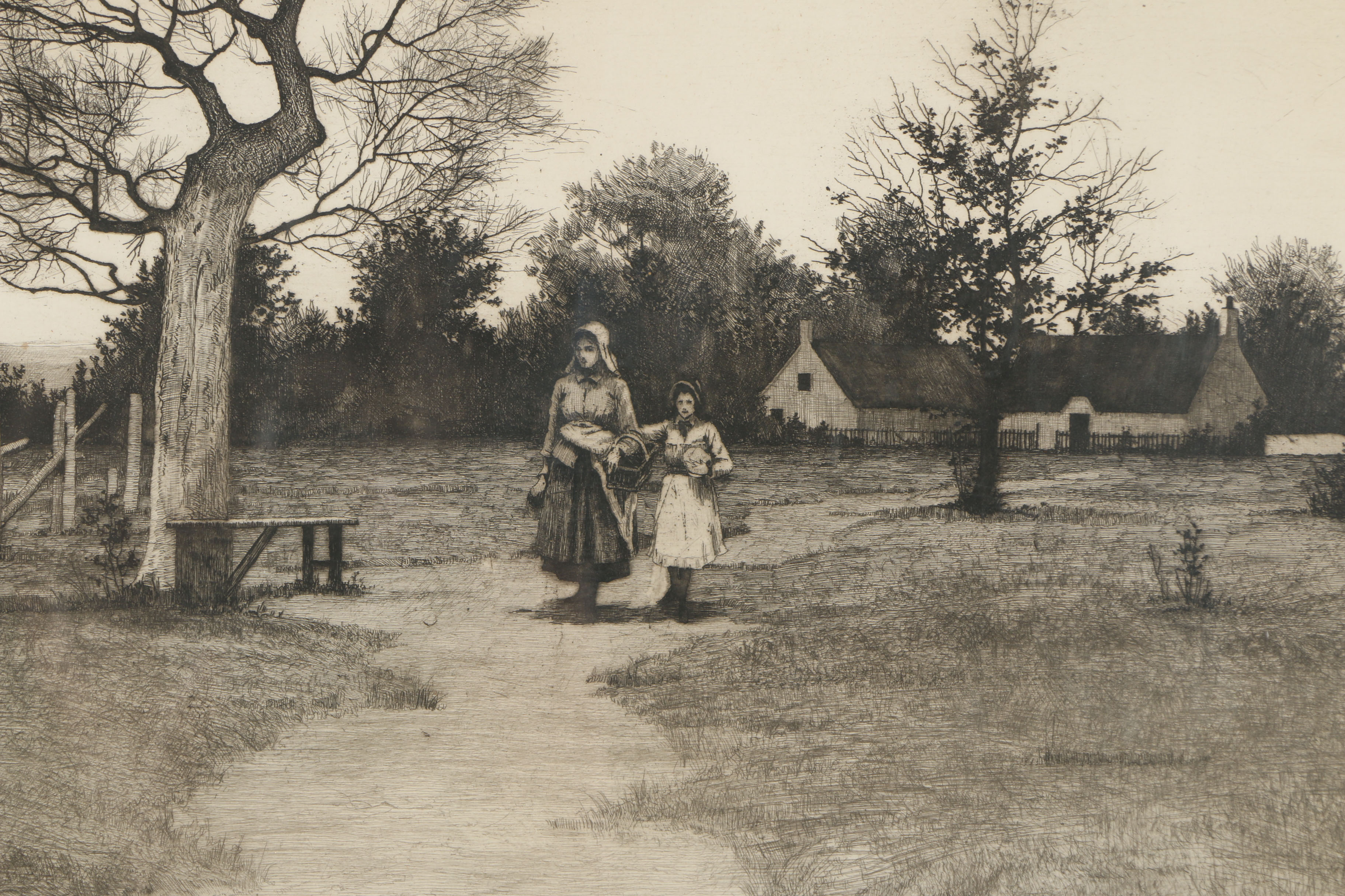 John O. Anderson Etching with Aquatint "Along the River Bank"