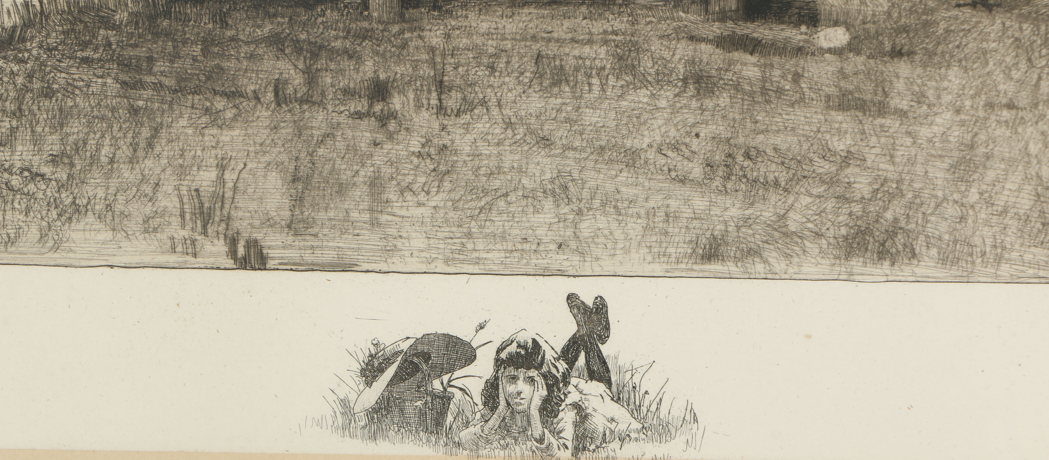 John O. Anderson Etching with Aquatint "Along the River Bank"