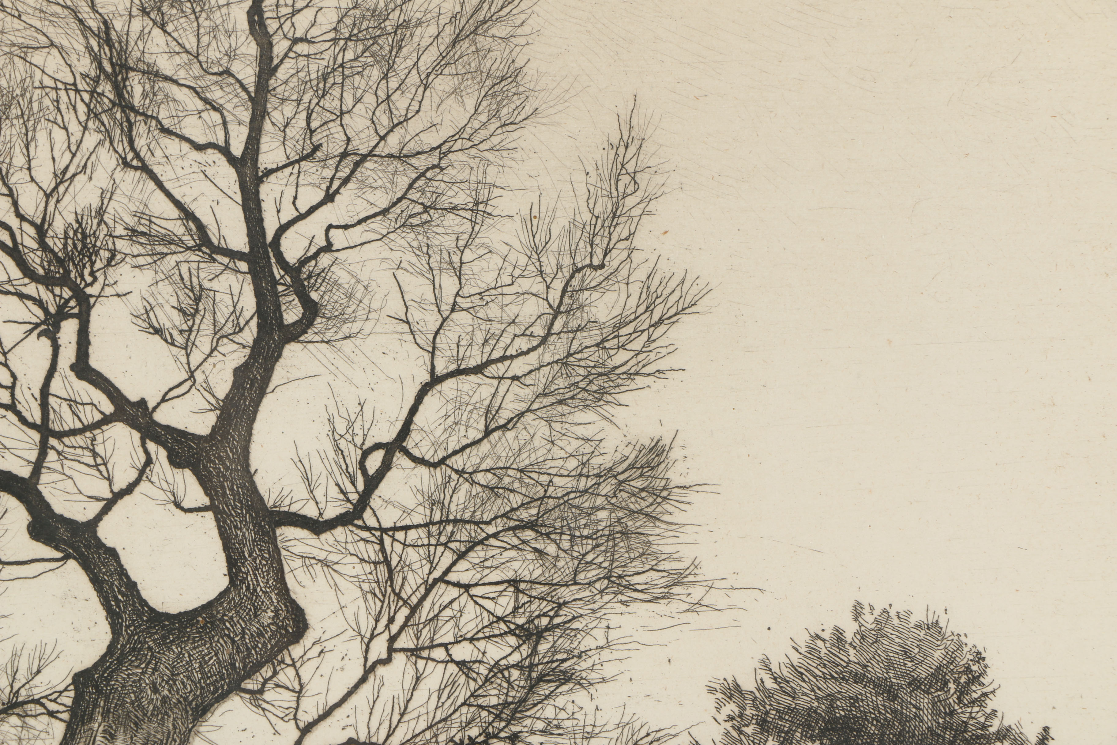 John O. Anderson Etching with Aquatint "Along the River Bank"