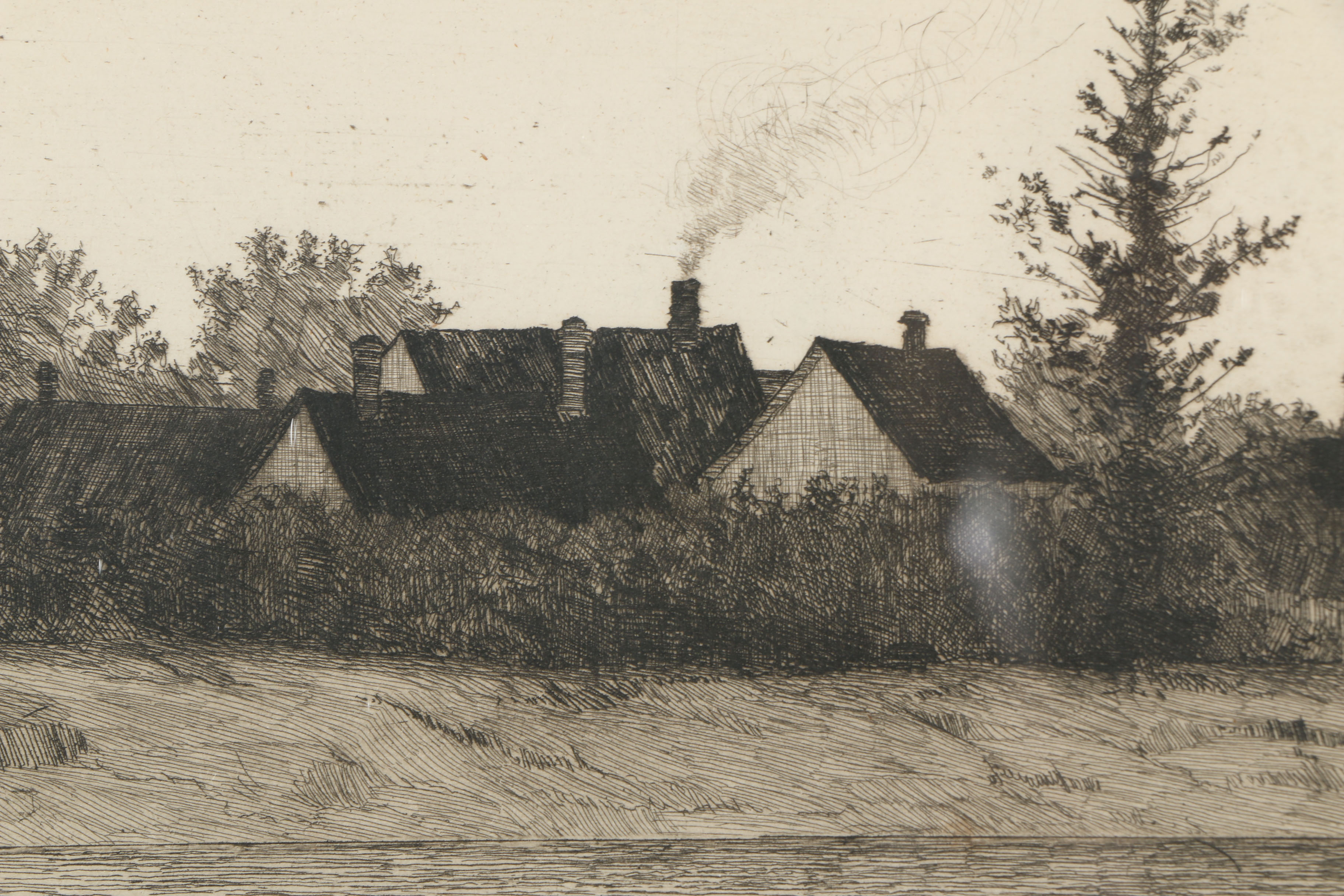 John O. Anderson Etching with Aquatint "Along the River Bank"