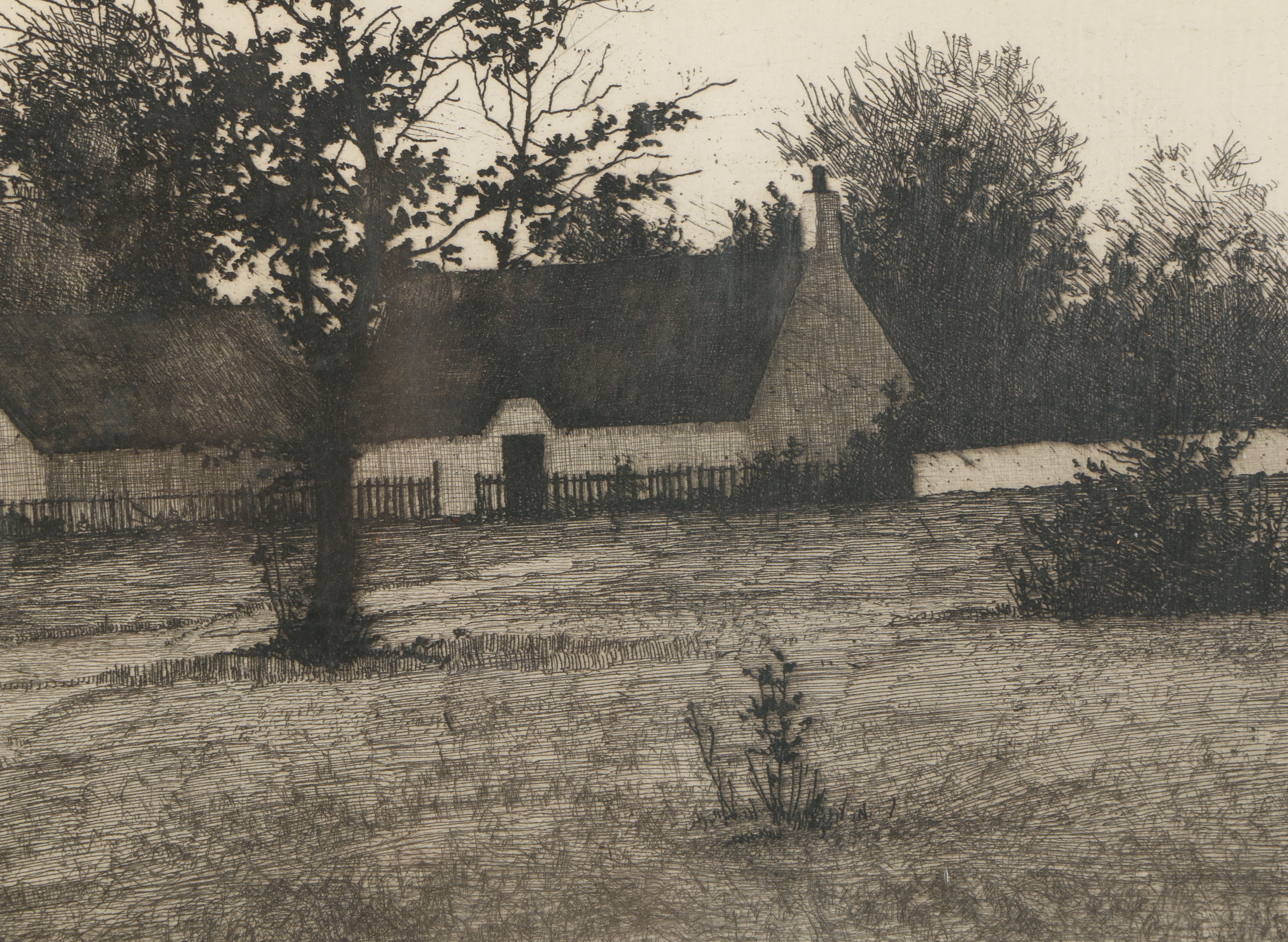 John O. Anderson Etching with Aquatint "Along the River Bank"