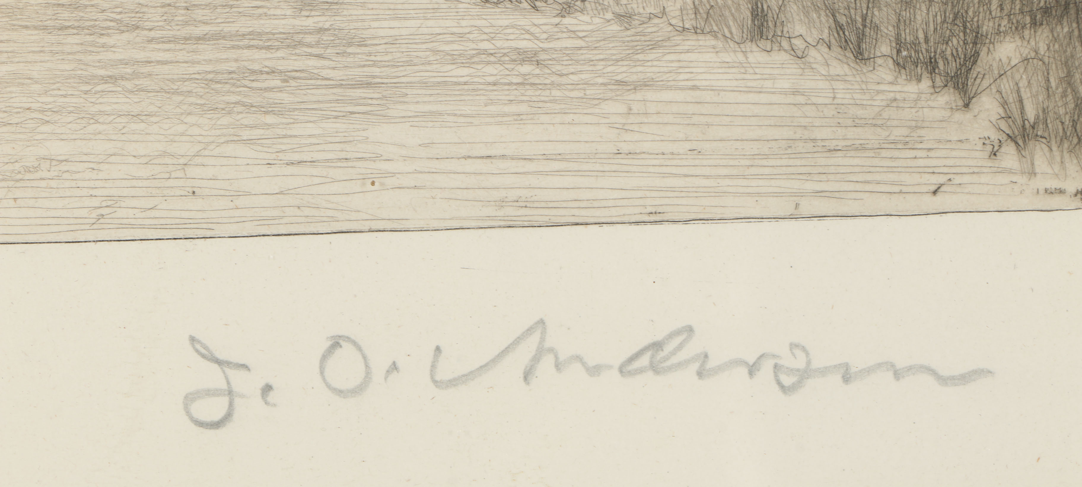 John O. Anderson Etching with Aquatint "Along the River Bank"