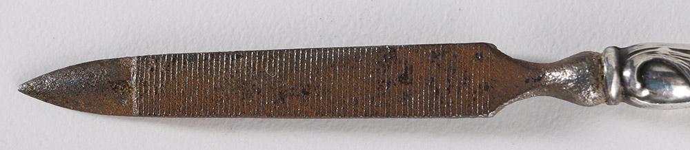 Sterling Silver Handled Nail File With Repoussé Daisies