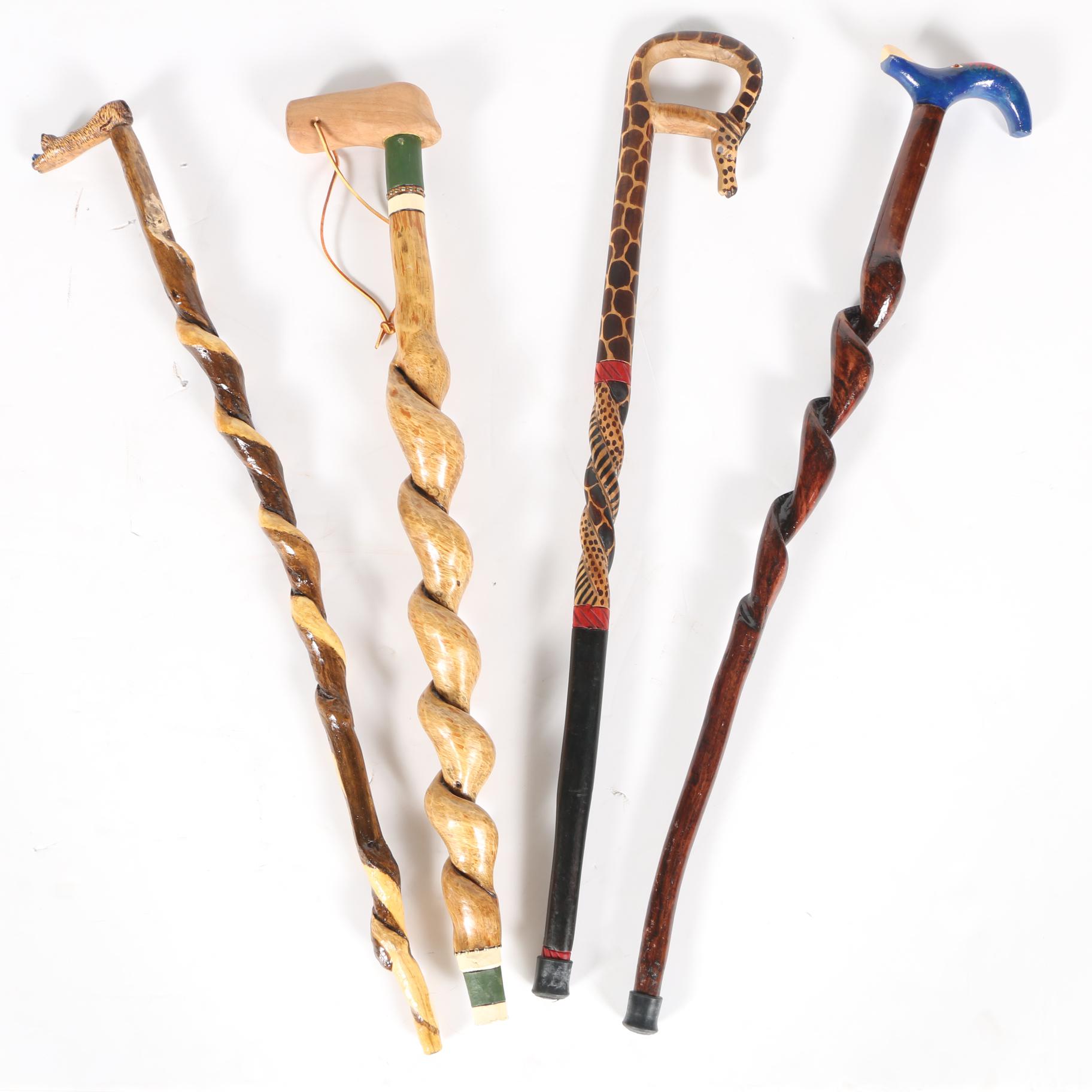 Figural Wooden Twisted Canes