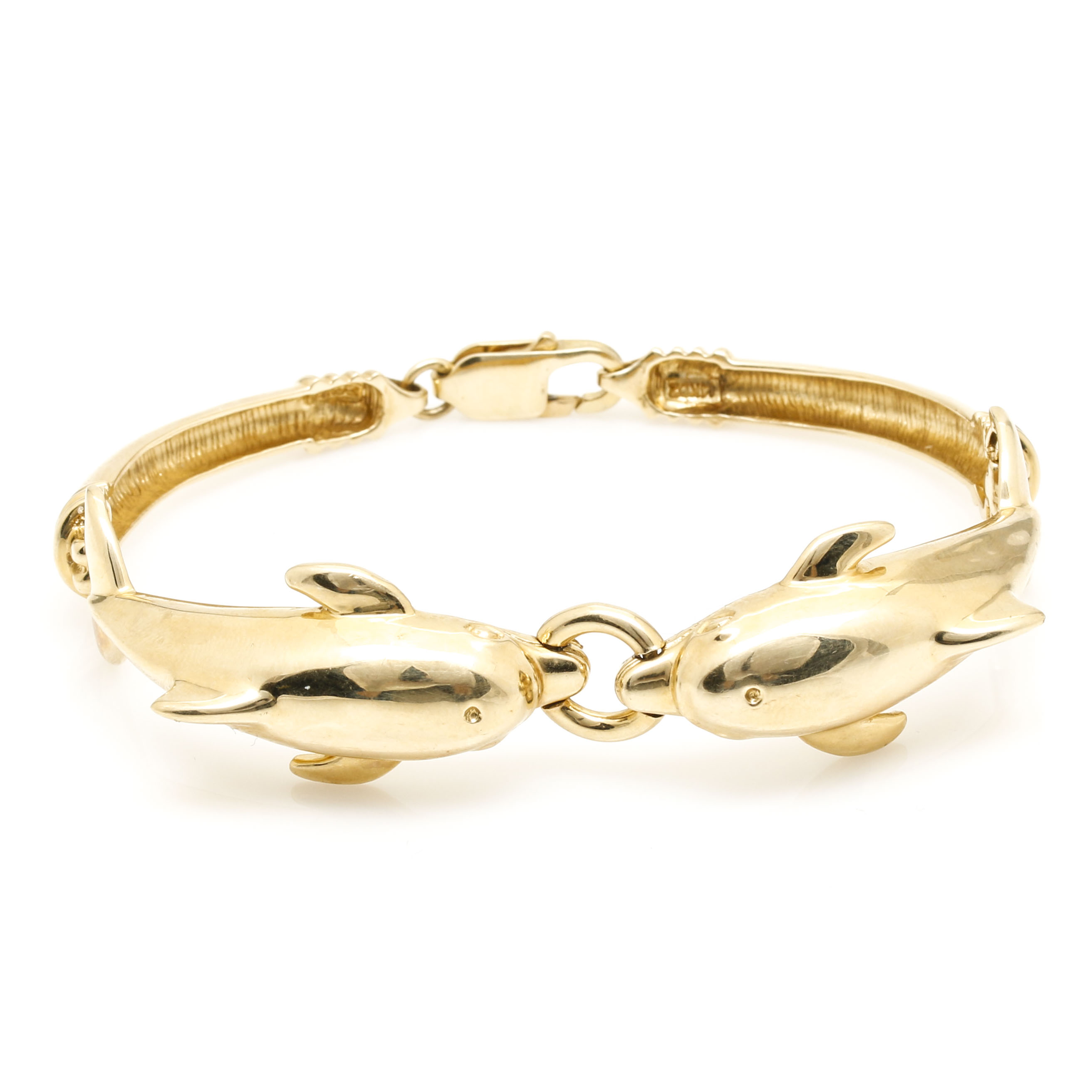 14K Yellow Gold Dolphin Bracelet