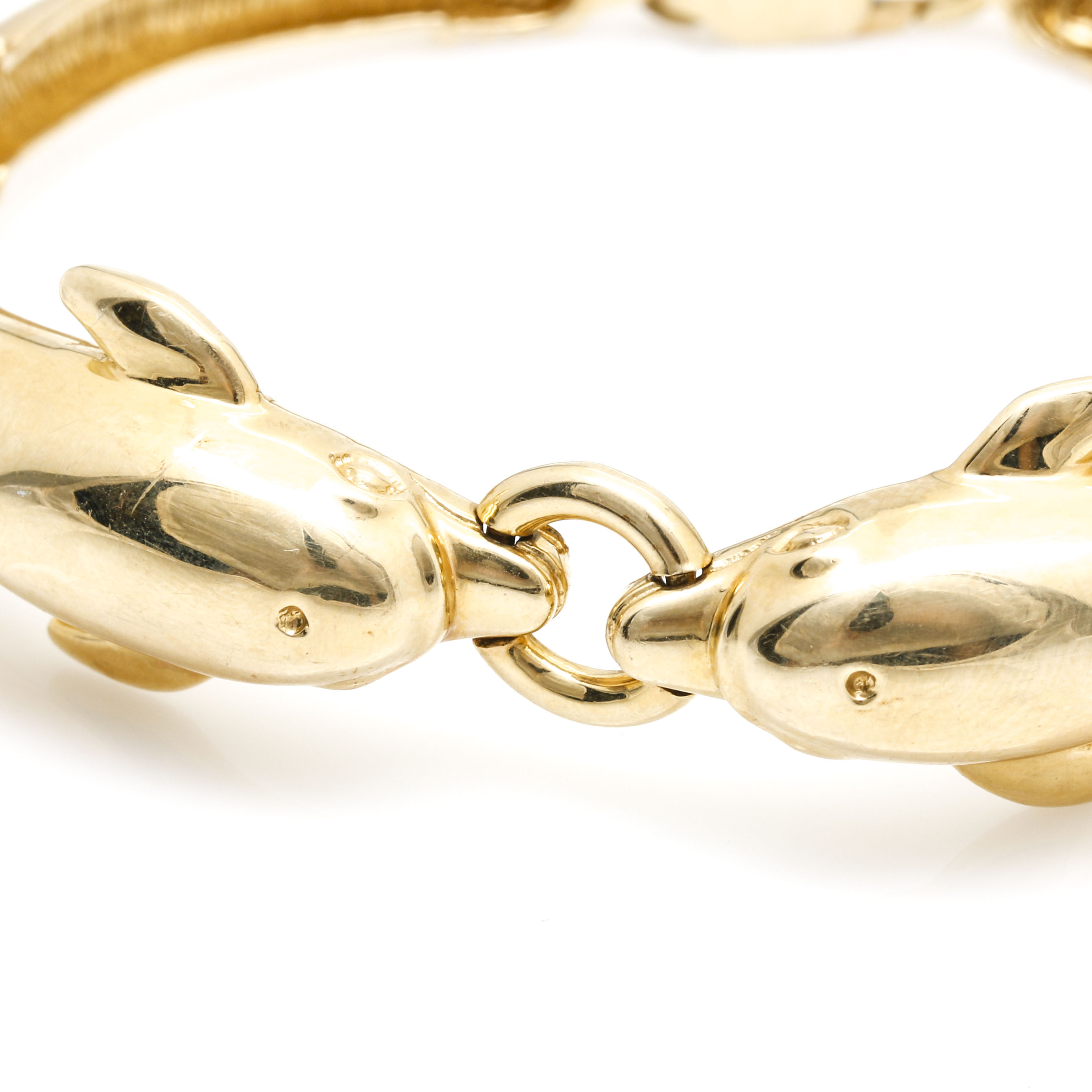 14K Yellow Gold Dolphin Bracelet
