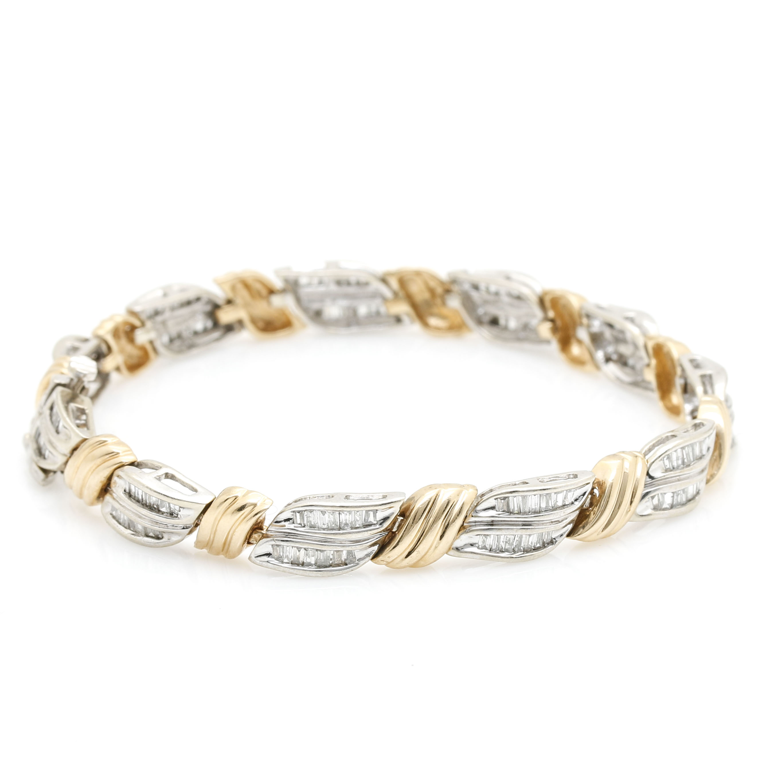 14K White and Yellow Gold 2.52 CTW Diamond Bracelet
