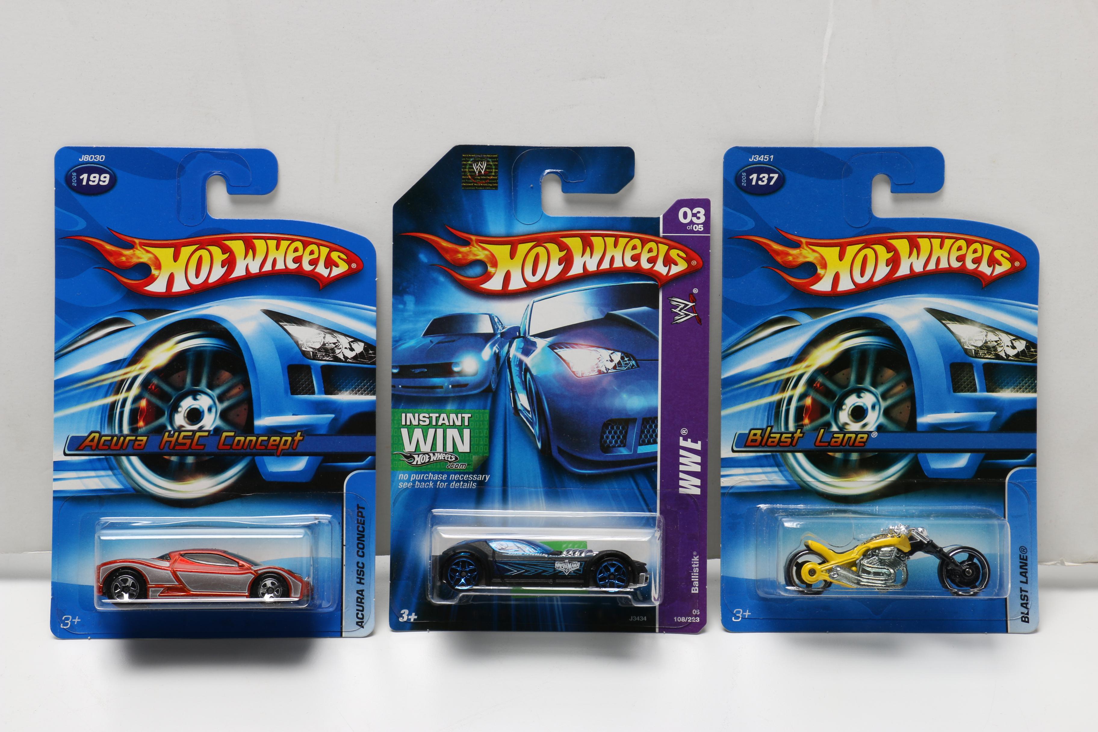 Hot Wheels Cars Including WWE Series and Batmobile