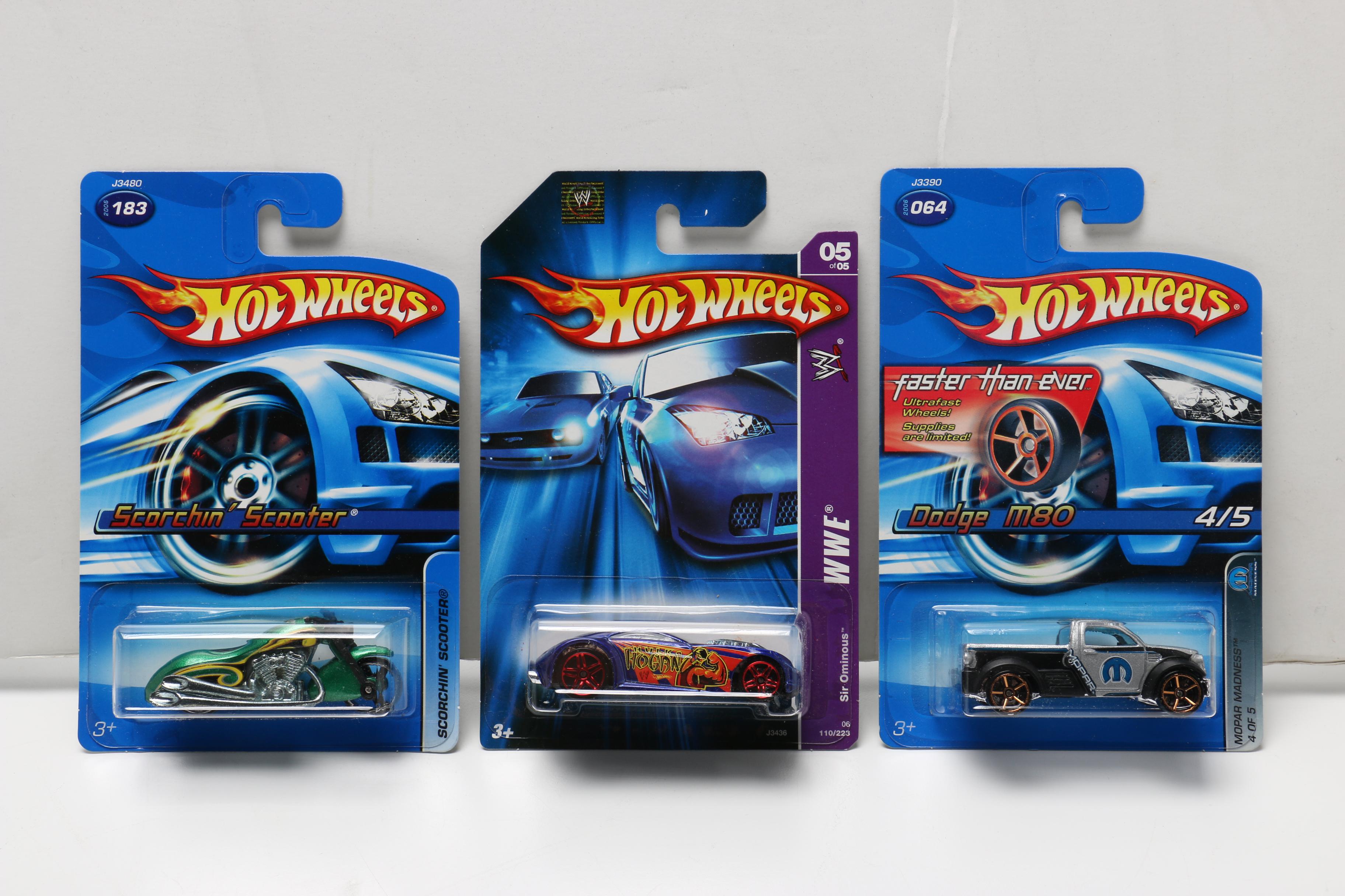 Hot Wheels Cars Including WWE Series and Batmobile