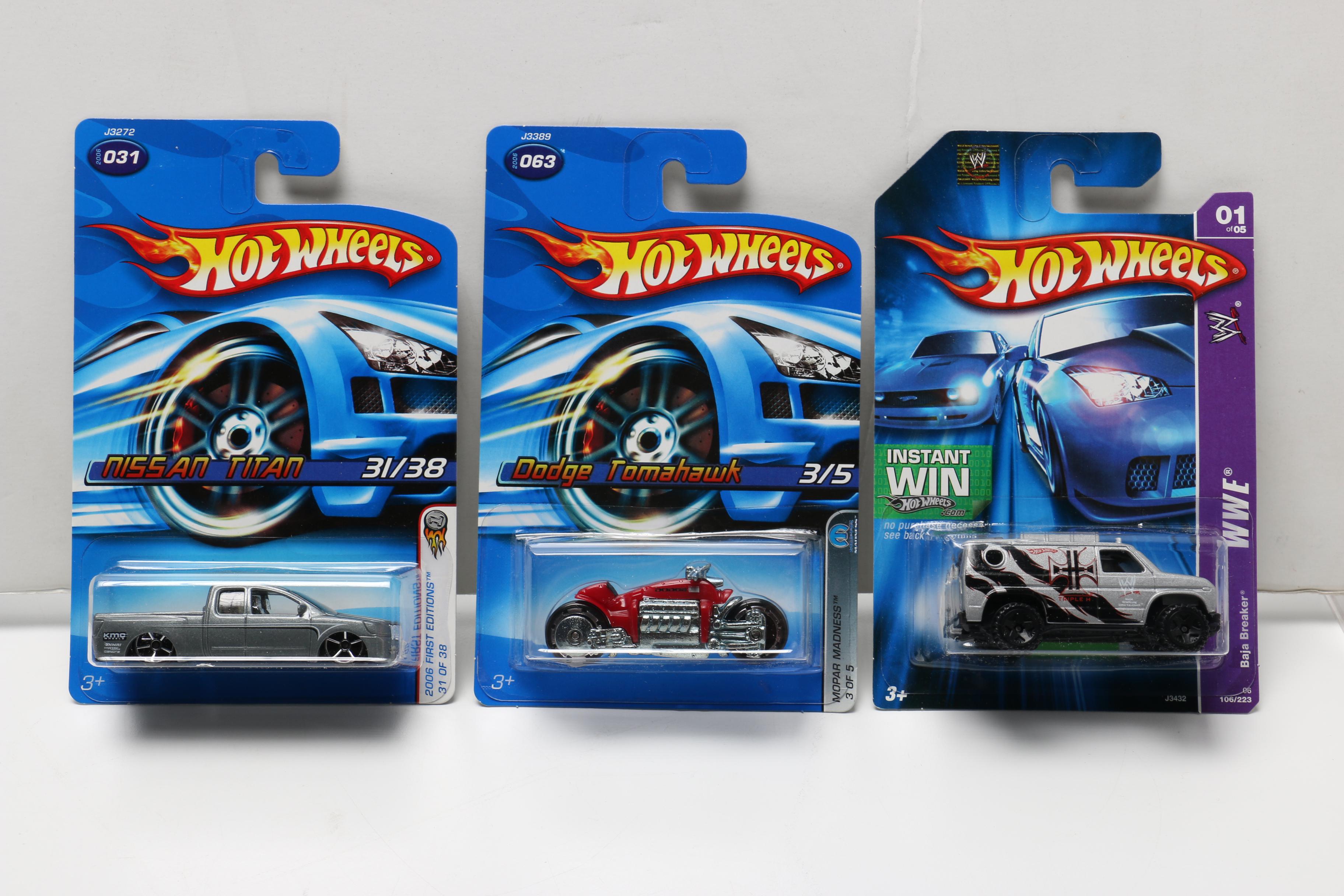 Hot Wheels Cars Including WWE Series and Batmobile